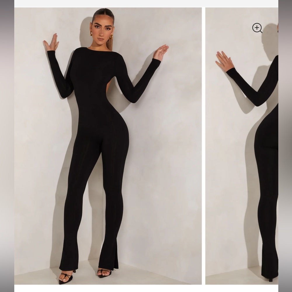 OH POLLY Women’s HIGH NECK OPEN BACK JUMPSUIT IN BLACK | Size : 8